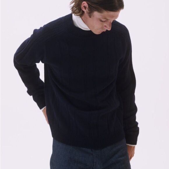 Maison Standard Flat Ribbed High Neck Sweater Navy S NWT IN PACKAGE - Picture 2 of 11